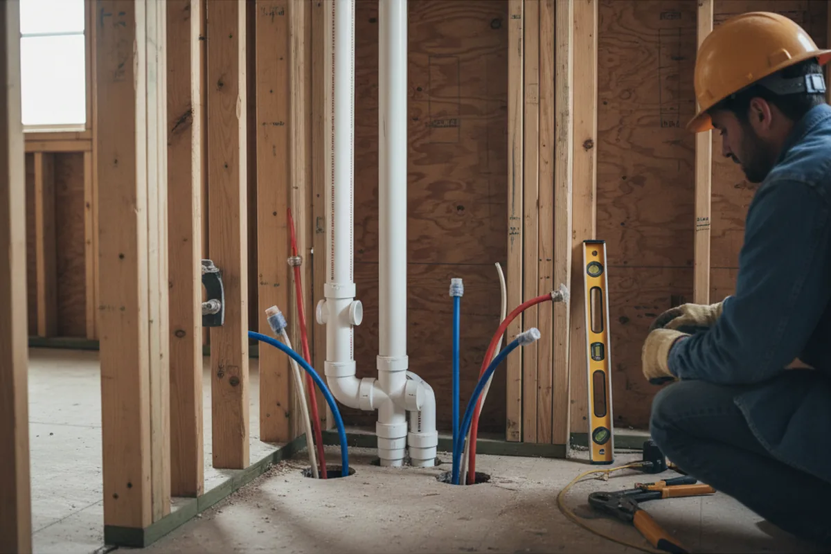 Drain and supply rough-in during Drain Cleaning in Walthall