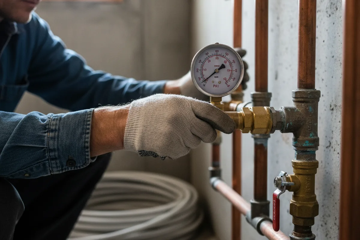 Pressure testing a repaired line during Water Line Repair in Walthall